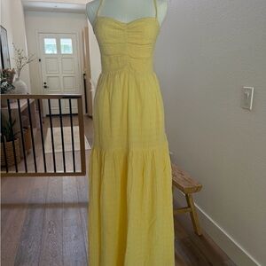 l*space Yellow Smocked Halter Maxi Dress